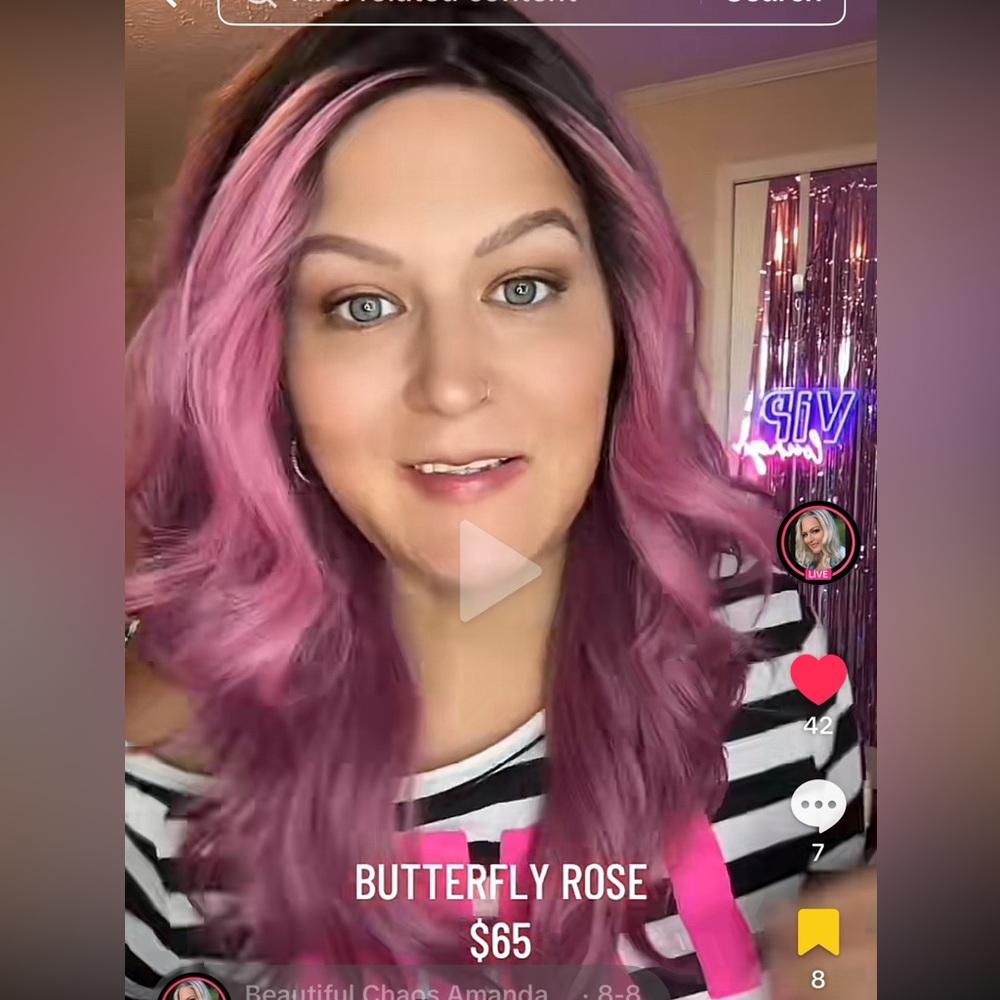 Butterfly Rose Pink Wig